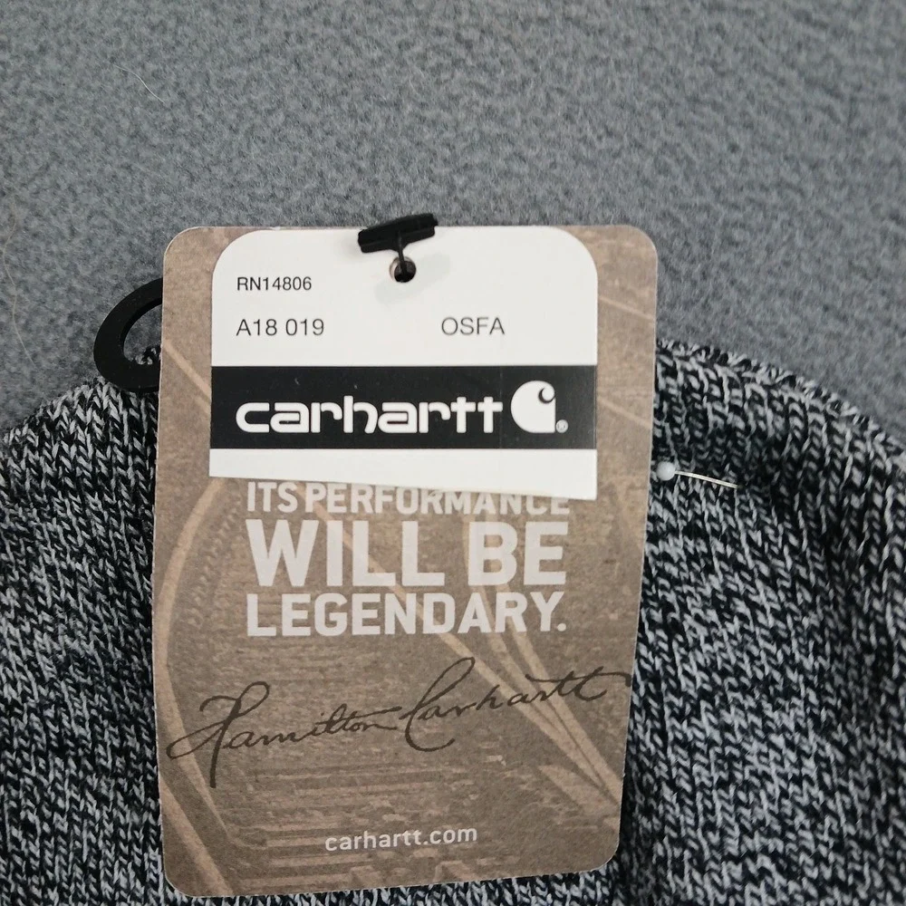 Carhartt Cuffed Beanie Hat Mens OSFM‎ Heather Gray Logo Ribbed Knit Workwear